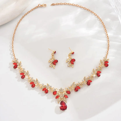 3 uds nuevos conjuntos de Collar de moda para mujer Collar de gota de agua gargantilla Collar pendiente conjunto de joyería para graduación cumpleaños boda nupcial
