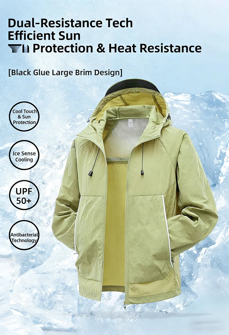EUMERGX-Chaqueta impermeable para hombre y mujer, cortavientos con protección solar para pesca, escalada, senderismo, abrigo ligero para lluvia, unisex, para verano