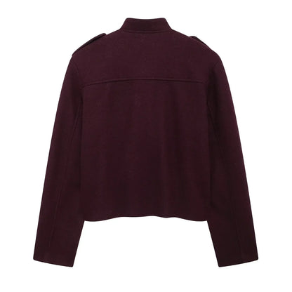 Chaqueta de Otoño Invierno para mujer, abrigos informales con cuello redondo, mangas largas, bolsillos, botones, chaquetas nuevas de un solo pecho, ropa para mujer