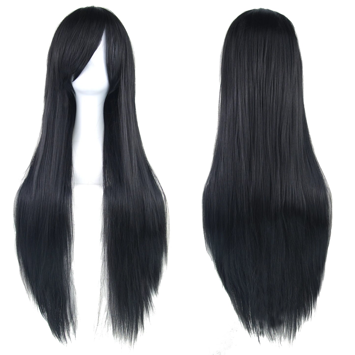 Soowee, pelo sintético de 80cm de largo, pelucas de Cosplay blancas y moradas, peluca recta de pelo negro para fiesta, peluca para mujer.