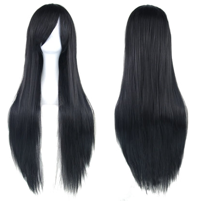 Soowee, pelo sintético de 80cm de largo, pelucas de Cosplay blancas y moradas, peluca recta de pelo negro para fiesta, peluca para mujer.