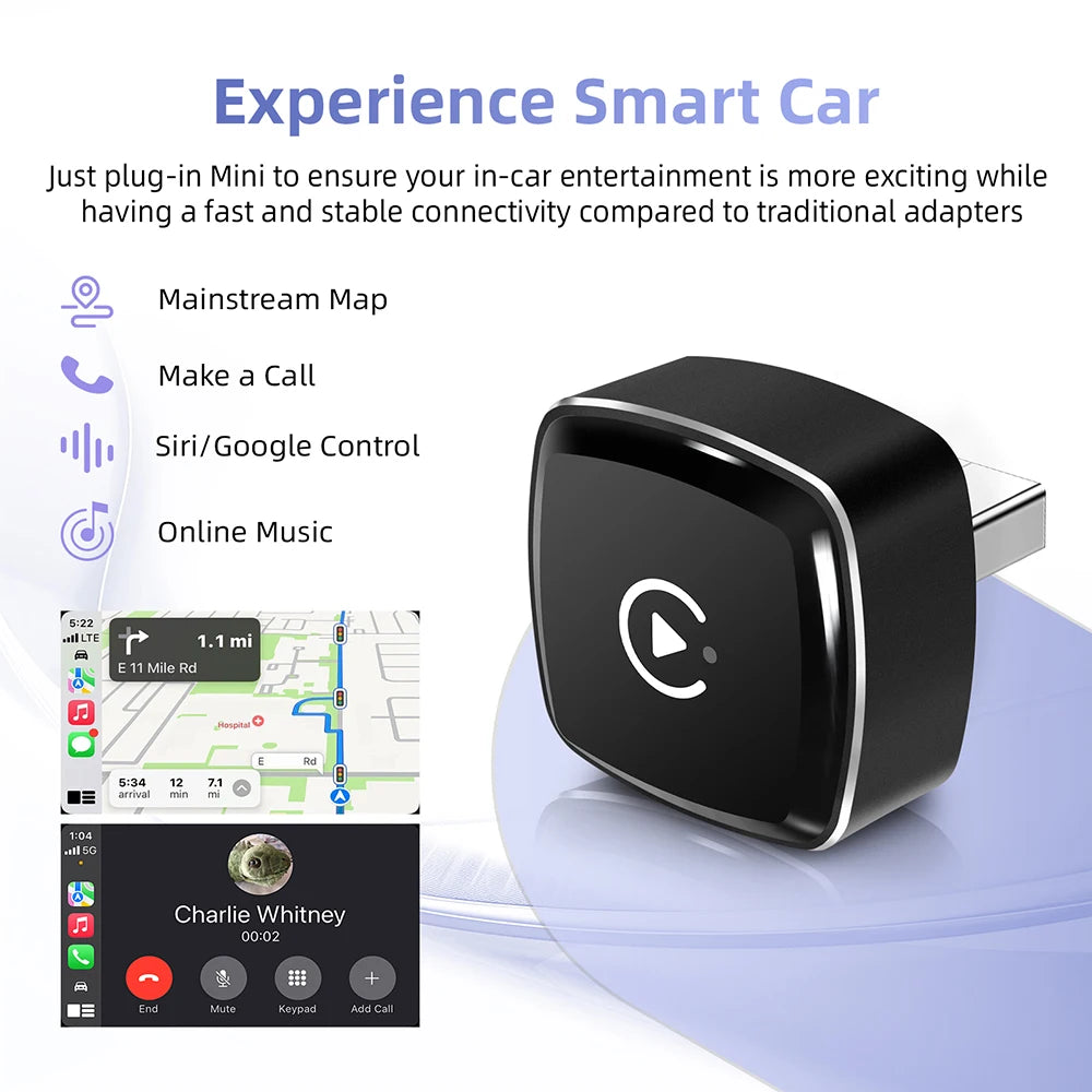 Nuevo adaptador 2 en 1 Mini CarPlay Box con cable a CarPlay inalámbrico Android Auto Smart Box Bluetooth conectar Plug & Play para 98% de coches