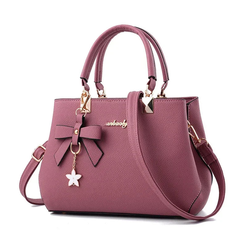 Bolsos de mensajero para mujer con colgante de flor, bolsos de moda para oficina para mujer, bolso puro para mujer, nuevos bolsos de hombro tipo bandolera