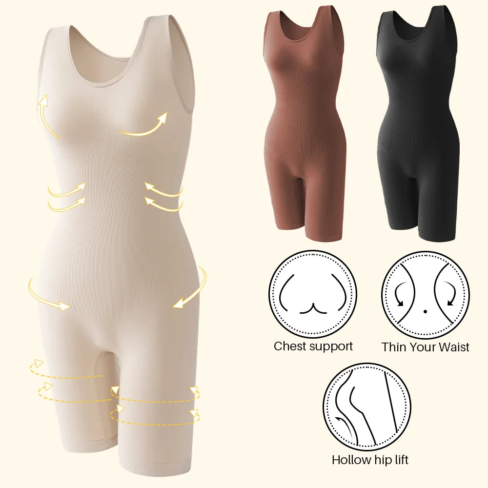 POKARLA Bodysuits sexys de cobertura total, faja moldeadora de muslos, mono moldeador de hombros anchos, faja sin costuras, adelgazante.