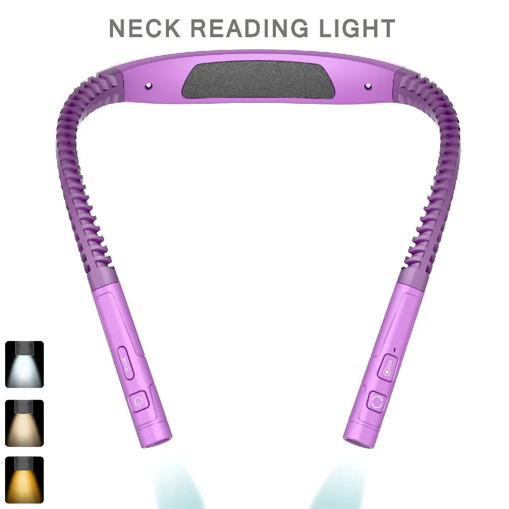 Luz LED de lectura para el cuello, 3 colores, 3 brillos, lámpara de lectura para libros, lámpara recargable por Usb, lámpara Flexible para leer el cuello y el brazo, lámpara para libros