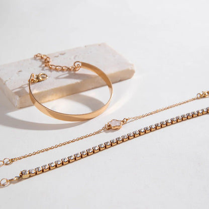3 unids/set Bohemia minimalismo Metal Rhinestone cadena pulsera conjunto para mujer brazalete de Metal Color oro joyería regalos