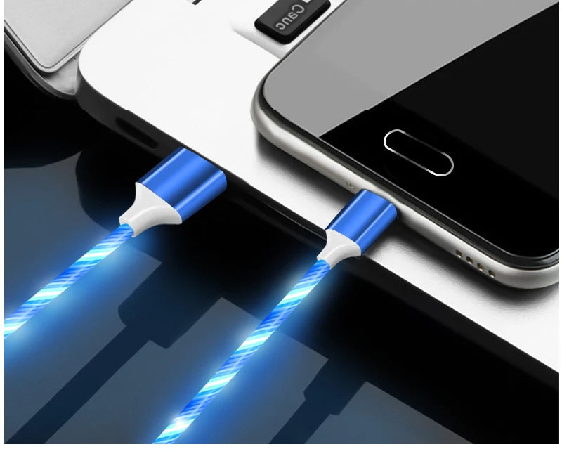MVQF 5A Fast Charging Cable, Luminous LED Cable, Micro USB TypeC Data Cable, Flowing Streamer Light, USB C LED Cable for Huawei Xiaomi.