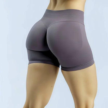 Shorts Deportivos HISTELLO Impacts de 4.5" para Mujer, Shorts de Ciclismo de Cintura Baja, Shorts de Gimnasio, Leggings de Yoga sin Costuras con Efecto Push-Up