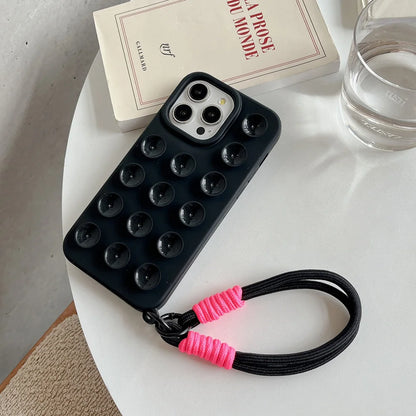 Funda de teléfono de silicona suave con ventosa para iPhone 16 Pro Max 17 13 14 11 12 15 Pro Max Plus antideslizante a prueba de golpes cubierta de Color caramelo