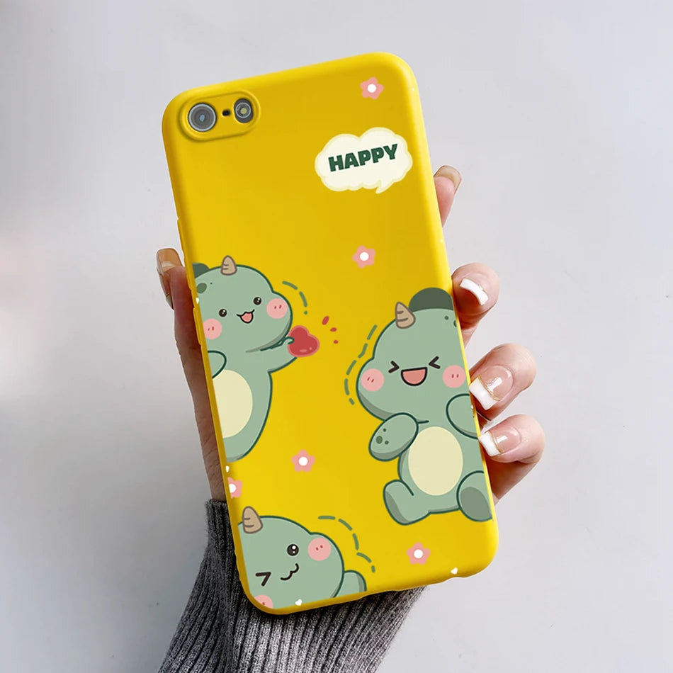 Para iPhone 5 5S Funda lindo oso dibujos animados Rana pintado Funda suave para iPhone SE 2016 2020 2022 SE2 Funda de teléfono de silicona Coque Funda
