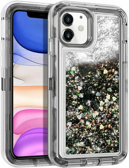 Funda de lujo con purpurina dinámica y arena movediza para IPhone 17 16 15 14 13 Pro Max X XSMAX XR SE 6 7 8 Plus, funda de teléfono pesada a prueba de golpes