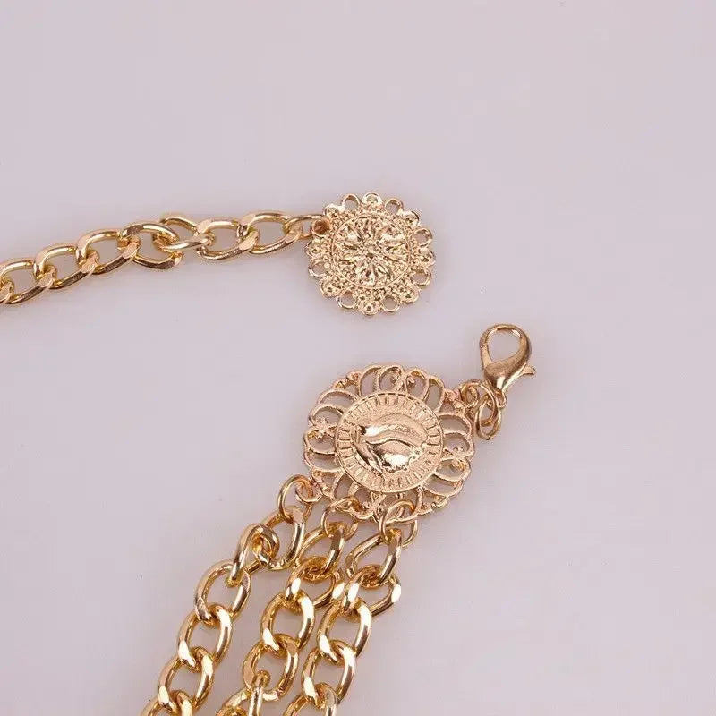 Estilo Punk Hip Hop, cadena de cintura que combina con todo, Luna, cinturón de Metal Vintage para mujer, cinturón de cadena de cintura alta Vintage para mujer.
