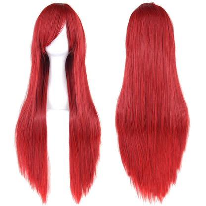 Soowee, pelo sintético de 80cm de largo, pelucas de Cosplay blancas y moradas, peluca recta de pelo negro para fiesta, peluca para mujer.
