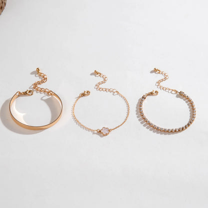 3 unids/set Bohemia minimalismo Metal Rhinestone cadena pulsera conjunto para mujer brazalete de Metal Color oro joyería regalos