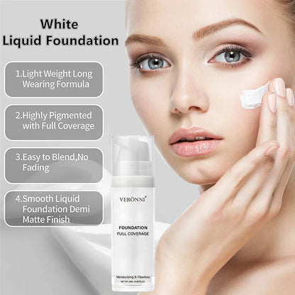 Base líquida blanca pura para maquillaje de escenario COS, corrector de larga duración, ajustador de base blanca pura mezclable, aclara y ilumina
