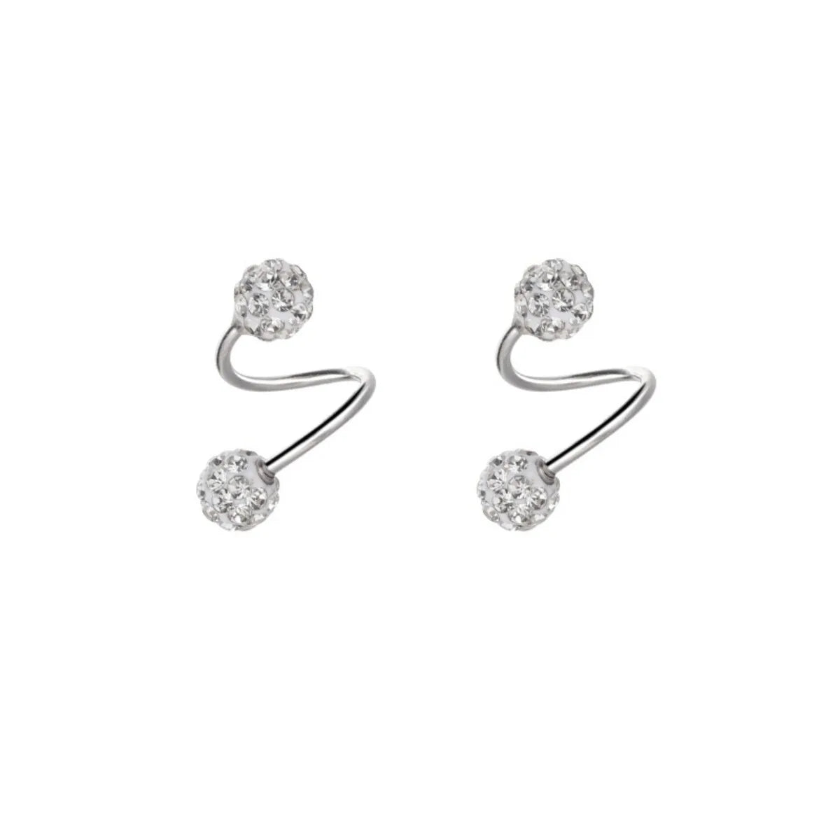Fashionable and Luxurious Spherical Stud Earrings for Women, with S-Shaped Screw-Back Design, Suitable for Daily Wear
