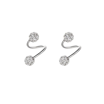 Fashionable and Luxurious Spherical Stud Earrings for Women, with S-Shaped Screw-Back Design, Suitable for Daily Wear