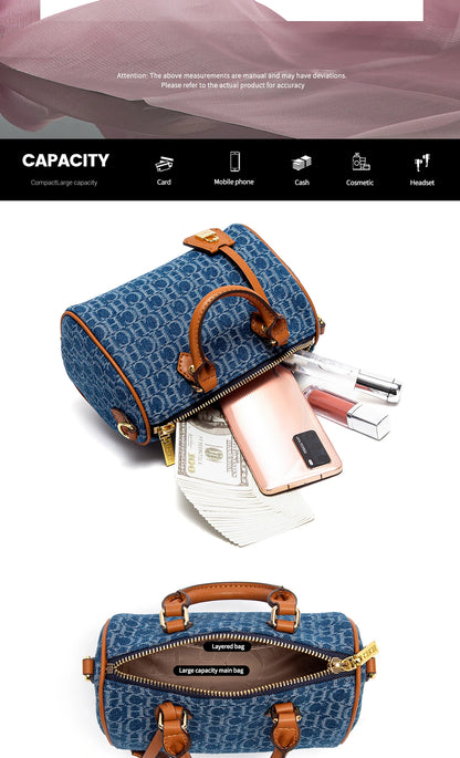 Bolso de hombro para mujer, nuevo bolso de almohada empalmado de vaquero, bolso informal de fiesta para mujer