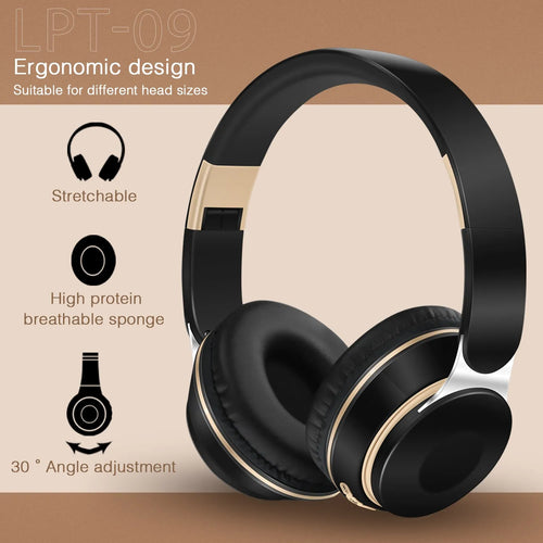 Bluetooth 2026 Wireless Headphones, On-Ear Stereo Headset with SD Card Support and Microphone for iPhone, Samsung, and Tablets