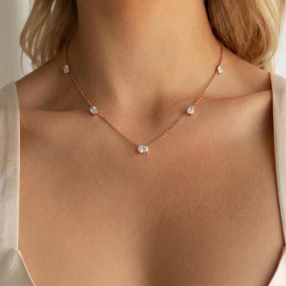 Collares de Moissanita Ovalada de 5cttw para Mujer, Diamante de Laboratorio con Certificado, Plata S925, Chapado en Oro de 18K.