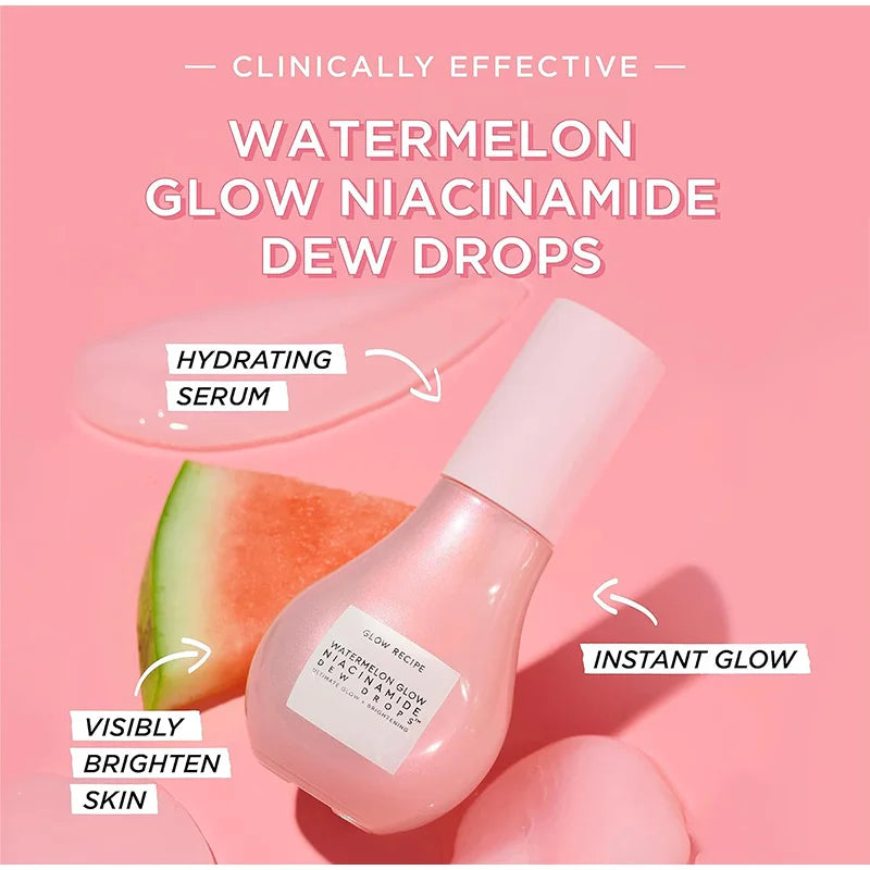 40ML sandía niacinamida brillo esencia bombilla diseño con ácido hialurónico vitamina E maquillaje facial hidratante ligero