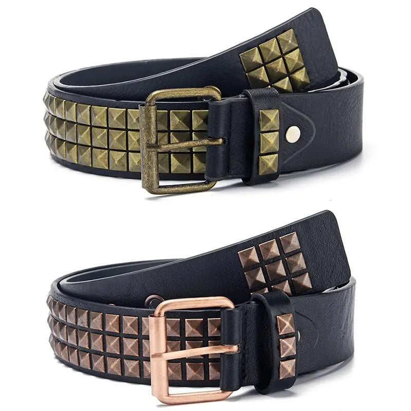 Nuevo cinturón con remaches de cuentas cuadradas a la moda, cinturón piramidal de Metal para hombres y mujeres, Hardware Punk, cinturón vaquero Y2K, cinturón de diseñador, cinturón para mujer