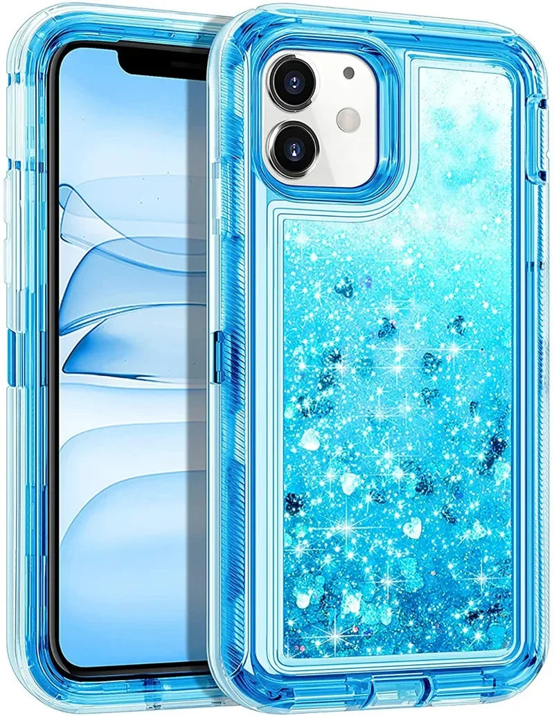 Funda de lujo con purpurina dinámica y arena movediza para IPhone 17 16 15 14 13 Pro Max X XSMAX XR SE 6 7 8 Plus, funda de teléfono pesada a prueba de golpes