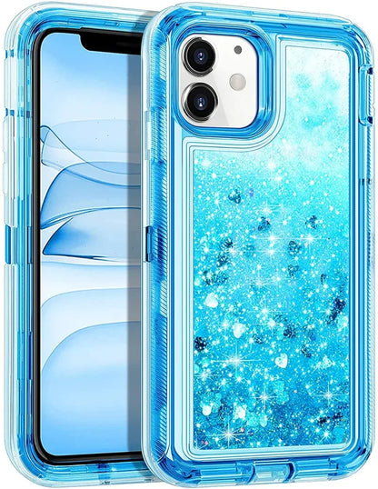Funda de lujo con purpurina dinámica y arena movediza para IPhone 17 16 15 14 13 Pro Max X XSMAX XR SE 6 7 8 Plus, funda de teléfono pesada a prueba de golpes