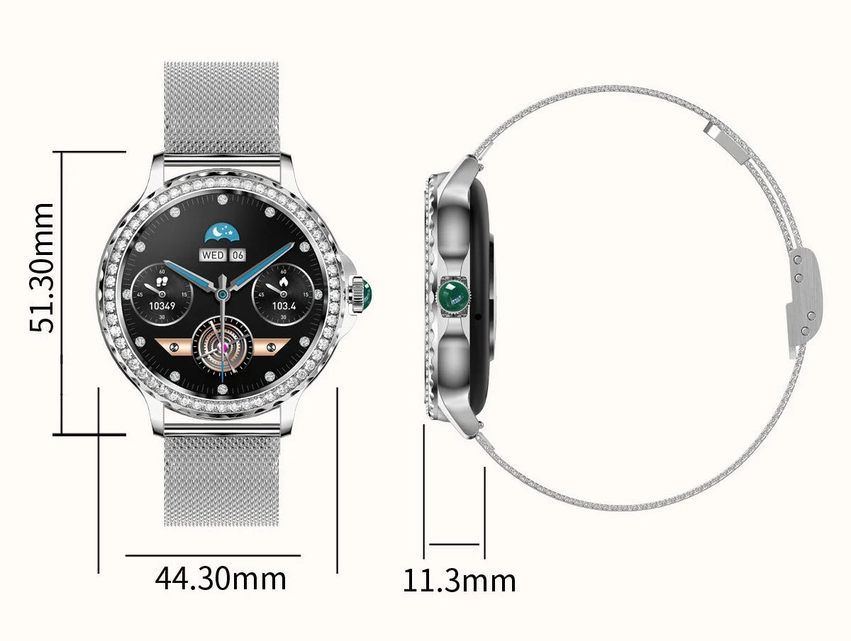 NX19 Fashion Smart Watch for Women Bluetooth Call Smart Sports Bracelet IP68 Diamond Waterproof Watch