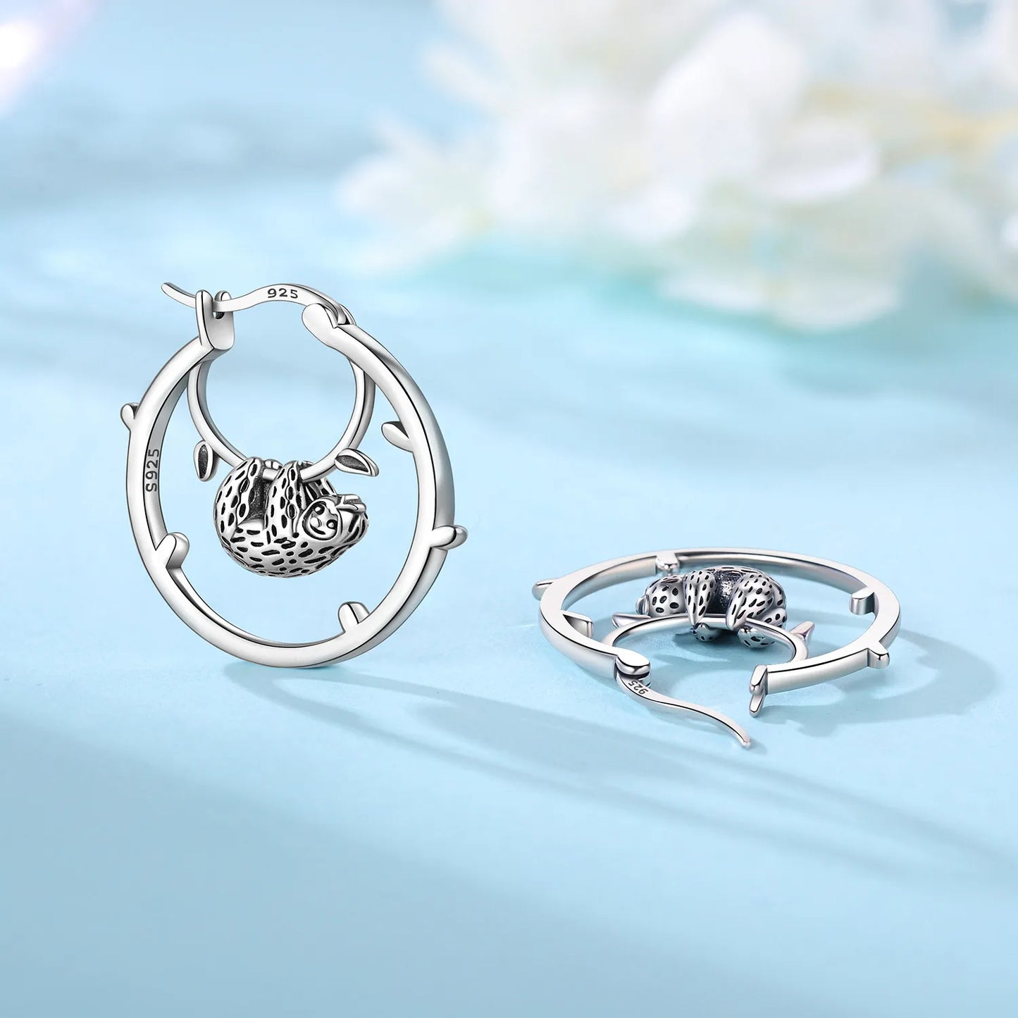 Pendientes de aro de bambú para mujer, de Plata de Ley 925 originales, con bonito Panda, joyería fina, regalos de fiesta de cumpleaños