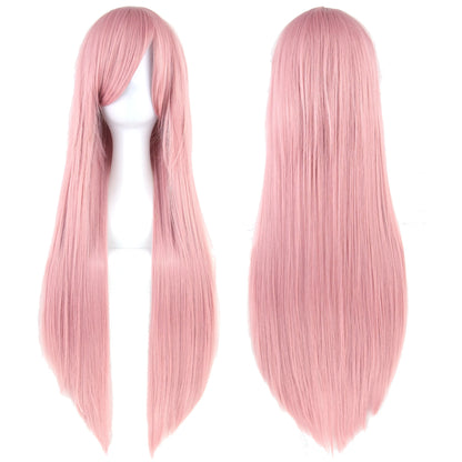 Soowee, pelo sintético de 80cm de largo, pelucas de Cosplay blancas y moradas, peluca recta de pelo negro para fiesta, peluca para mujer.