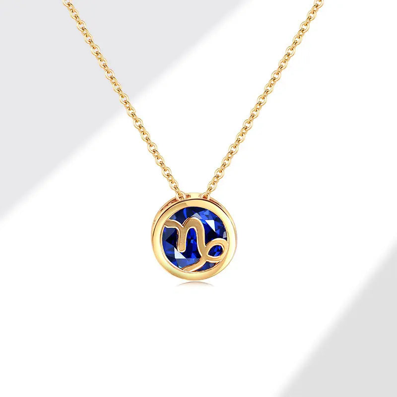 Collares con colgante de 12 constelaciones ahuecados de doble cara Retro para mujer, gargantilla de piedra natal con diamantes de imitación de cristal, signo del zodiaco