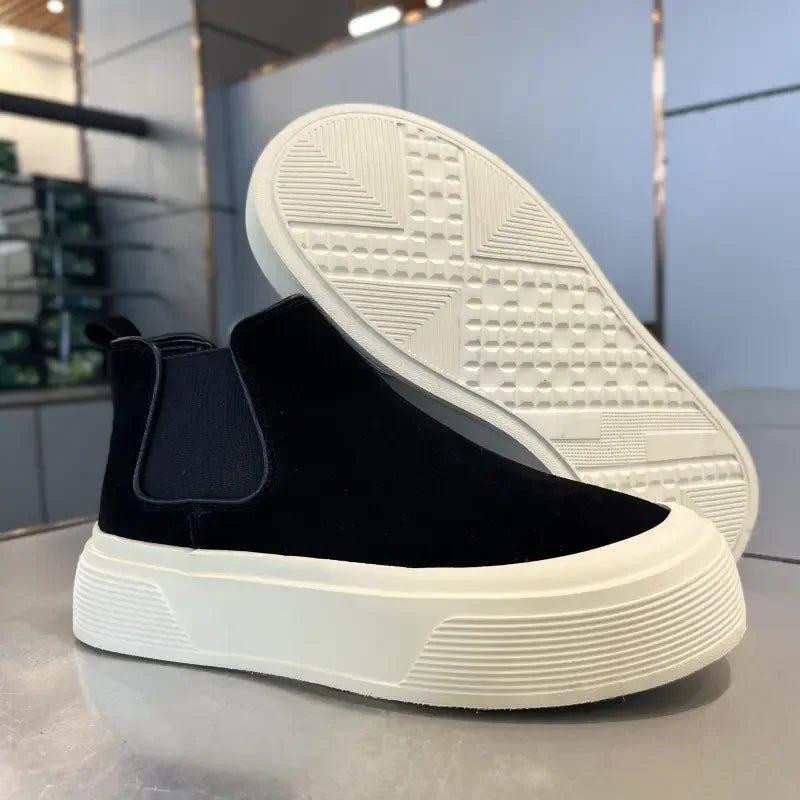 Botas de Hombre, Moda, Plataforma, Caña Alta, Casuales, Invierno 2026, Antideslizantes, Cálidas, Forro de Felpa, Algodón, Botas Chelsea para Exteriores