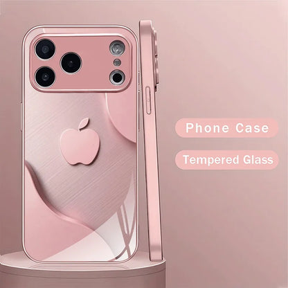 Luxury Light Pink Metallic Paint Glass Phone Case for iPhone 17 16 15 14 13 12 11 Pro Max Plus 17Air 16E