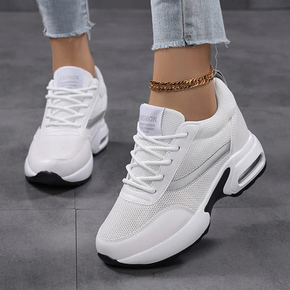 Zapatos de plataforma a la moda para mujer, zapatos informales invisibles con aumento de altura, zapatos transpirables con cojín de aire para caminar y viajar