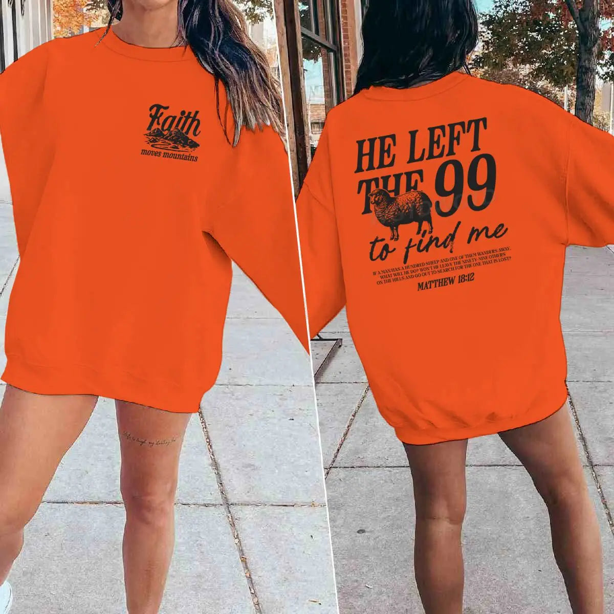 Sudaderas con diseño religioso para hombres y mujeres, con la frase 'Él dejó las 99 para encontrarme', jersey gráfico, regalo de fe religiosa para cristianos, top con cuello redondo.