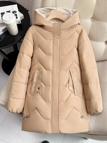 High-end women's mid-length down jacket, thick, warm and stylish, Korean style, for winter, c...