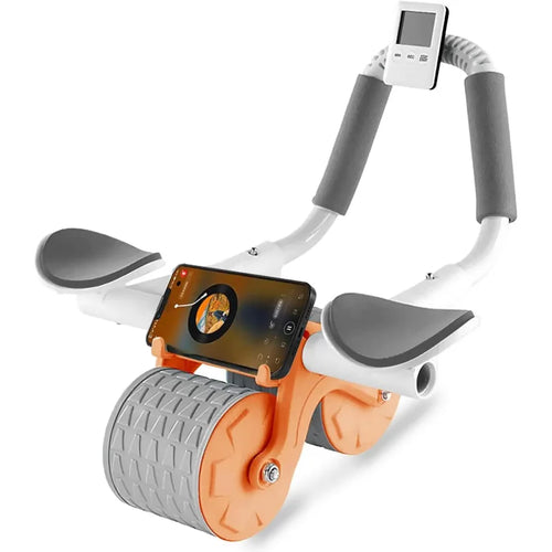 New Abdominal Wheel with Knee Mat and Timer, Automatic Rebound Abdominal Exercise Roller with Elbow Support