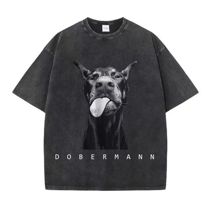 Women's washed cotton T-shirts, short sleeve and round neck