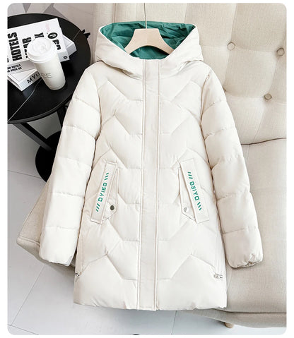 High-end women's mid-length down jacket, thick, warm and stylish, Korean style, for winter, c...