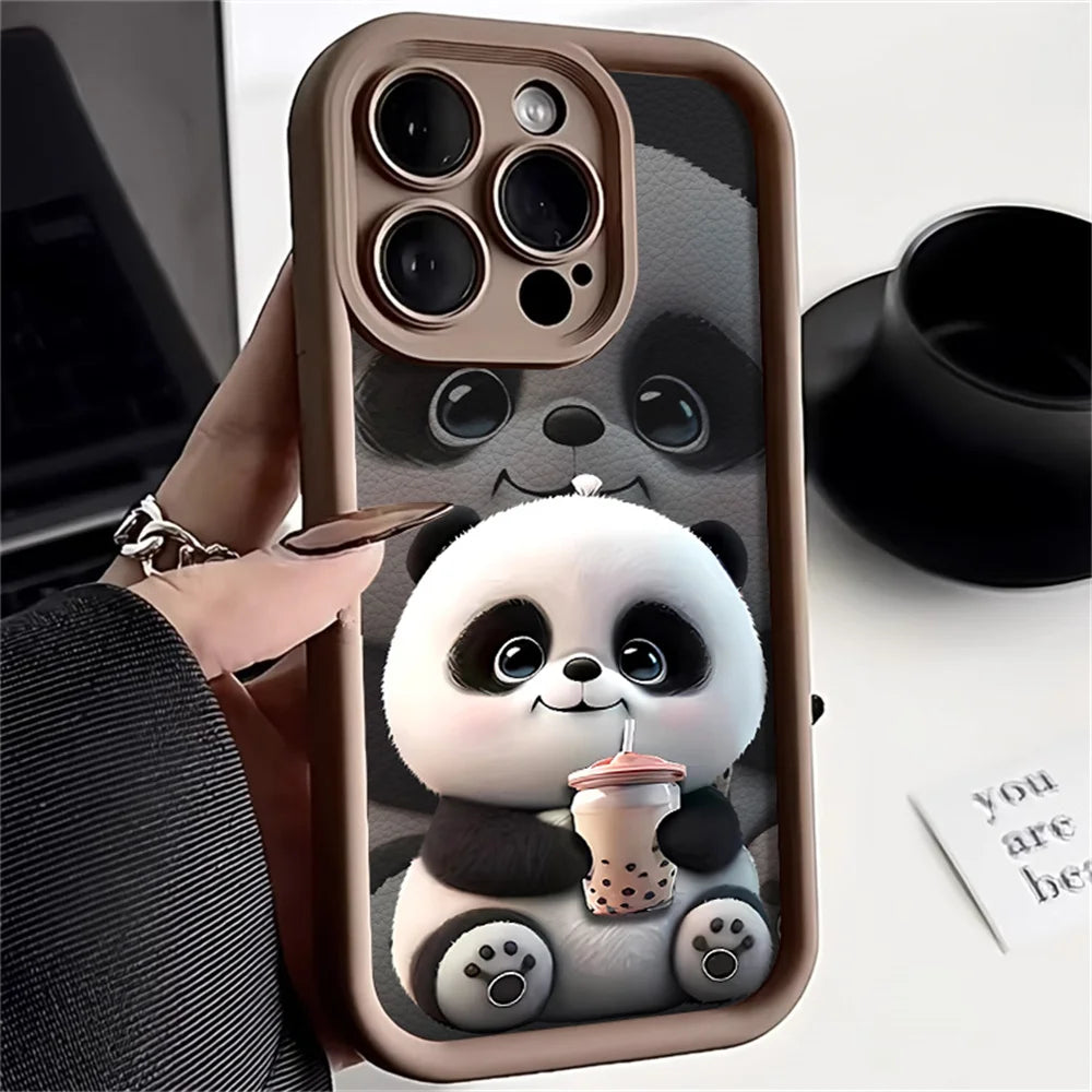 Funda suave de TPU Panda para iPhone 15 Pro Max, Fundas para iPhone 16 17 Air 13 14 11 12 16E 7 8 Plus SE 17promax 16promax