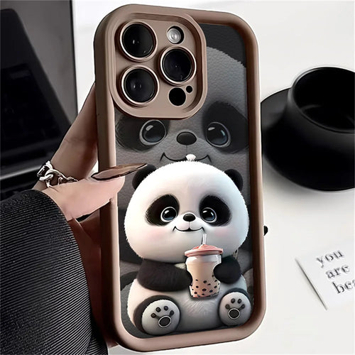 Funda suave de TPU Panda para iPhone 15 Pro Max, Fundas para iPhone 16 17 Air 13 14 11 12 16E 7 8 Plus SE 17promax 16promax
