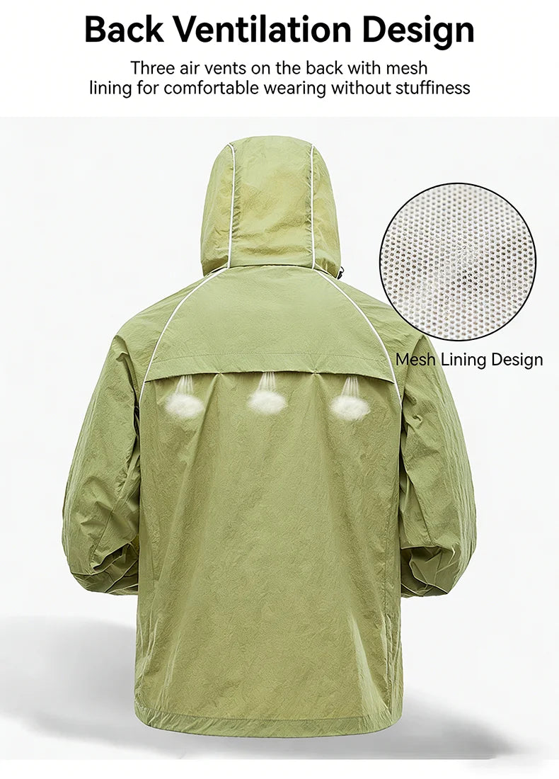 EUMERGX-Chaqueta impermeable para hombre y mujer, cortavientos con protección solar para pesca, escalada, senderismo, abrigo ligero para lluvia, unisex, para verano