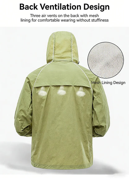 EUMERGX-Chaqueta impermeable para hombre y mujer, cortavientos con protección solar para pesca, escalada, senderismo, abrigo ligero para lluvia, unisex, para verano