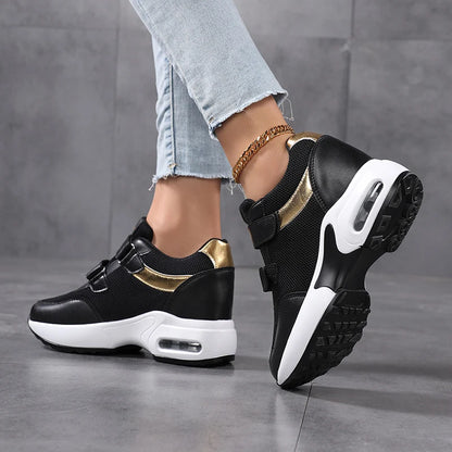 Zapatos de plataforma a la moda para mujer, zapatos informales invisibles con aumento de altura, zapatos transpirables con cojín de aire para caminar y viajar
