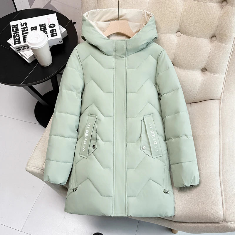 High-end women's mid-length down jacket, thick, warm and stylish, Korean style, for winter, c...