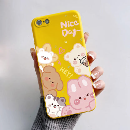 Para iPhone 5 5S Funda lindo oso dibujos animados Rana pintado Funda suave para iPhone SE 2016 2020 2022 SE2 Funda de teléfono de silicona Coque Funda