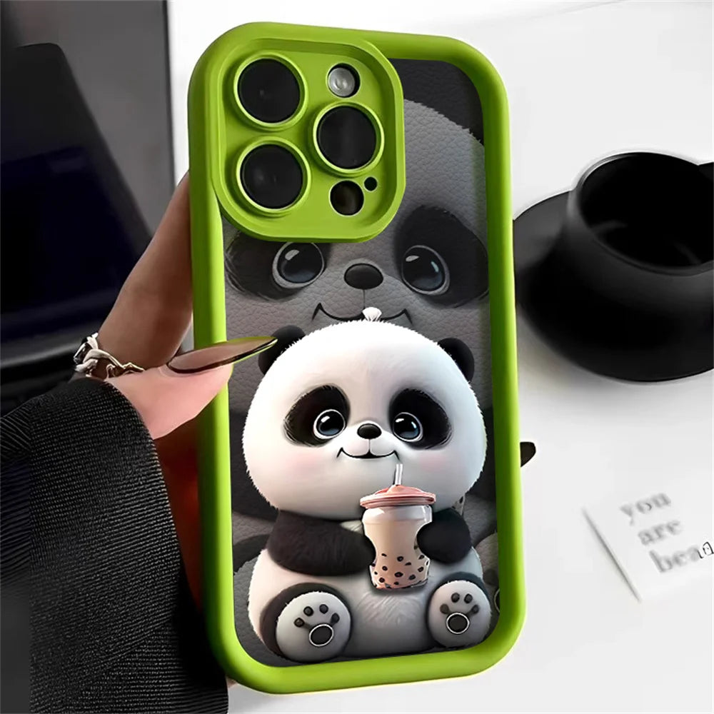 Funda suave de TPU Panda para iPhone 15 Pro Max, Fundas para iPhone 16 17 Air 13 14 11 12 16E 7 8 Plus SE 17promax 16promax