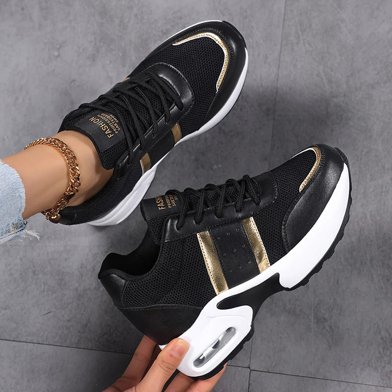 Zapatos de plataforma a la moda para mujer, zapatos informales invisibles con aumento de altura, zapatos transpirables con cojín de aire para caminar y viajar