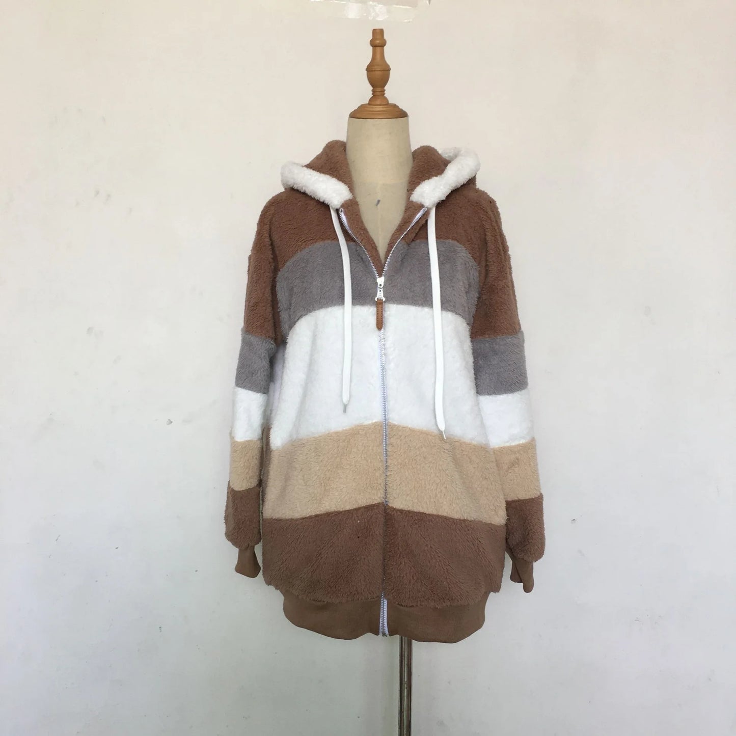 Chaqueta de gran tamaño para mujer, ropa de calle con capucha y bolsillo de felpa cálida, abrigo holgado para mujer, ropa femenina.